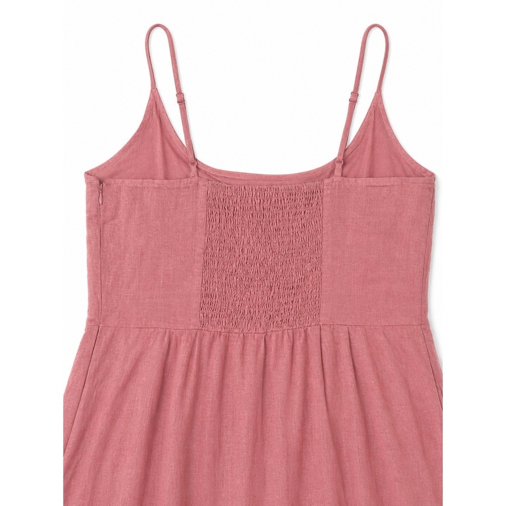 Quince 100% European Linen Scoopneck Midi Dress Mauve Mist Womens L Minimalist - Picture 5 of 9